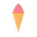 Ice ÃÂream ÃÂone pink flavor dairy vector icon. Colorful summer isolated white food waffle vanilla. Creamy sweet gelato Royalty Free Stock Photo